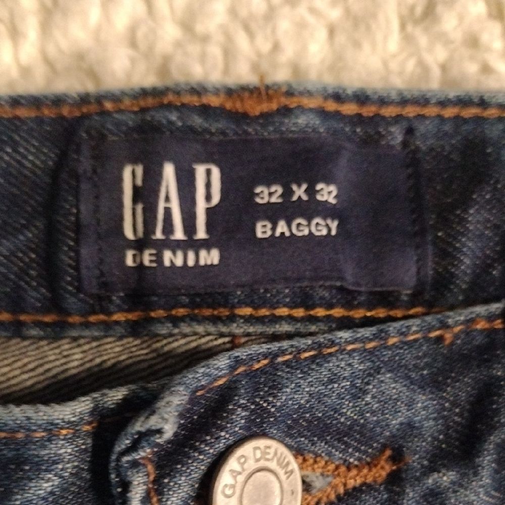 GAP 34x32 Baggy Loose Straight Relaxed Jeans Dark Blue Y2K Casual - Picture 5 of 5